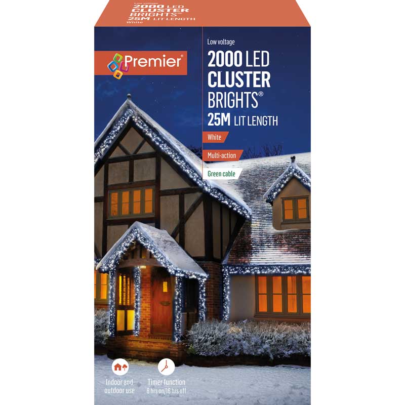 2000 LED MULTI-ACTION CLUSTERBRIGHTS WITH TIMER WHITE